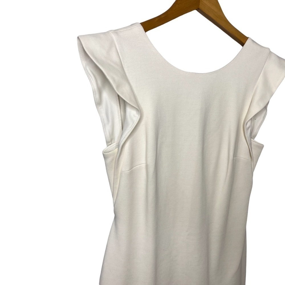 Bailey 44 Sheath Dress Ruffle Cap Sleeve White Size Large Bride Wedding - Picture 3 of 8
